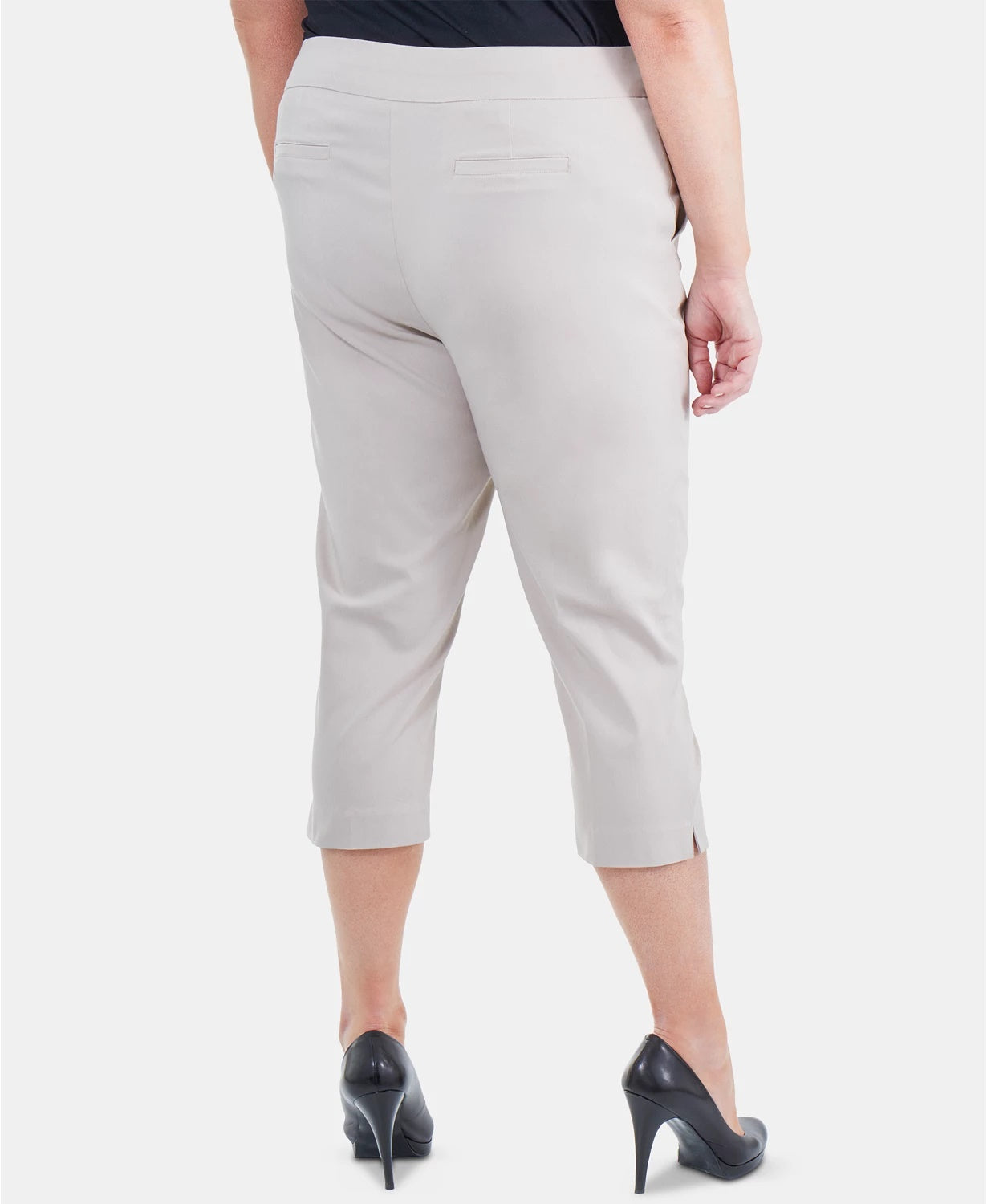 Calça capri plus size feminina NY Collection, bege, tamanho 20