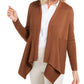 Cardigan feminino JM Collection Petite com nervuras mistas e botões, marrom - PS
