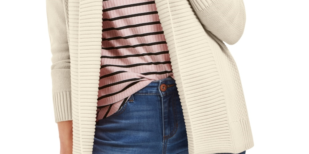 Suéter feminino Charter Club com gola xale e pontos mistos, tamanho natural, pequeno, médio