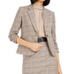Blazer xadrez feminino Bar III com um botão, marrom, tamanho 8