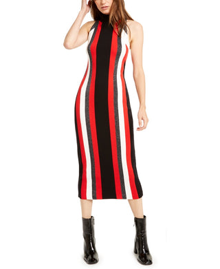 Vestido suéter feminino Bar III com listras metálicas, preto, tamanho X-S