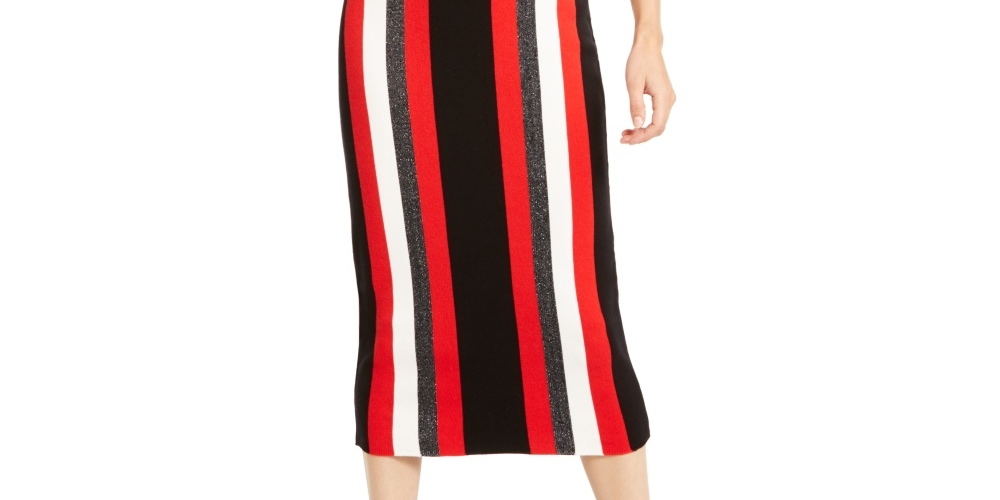 Vestido suéter feminino Bar III com listras metálicas, preto, tamanho X-S