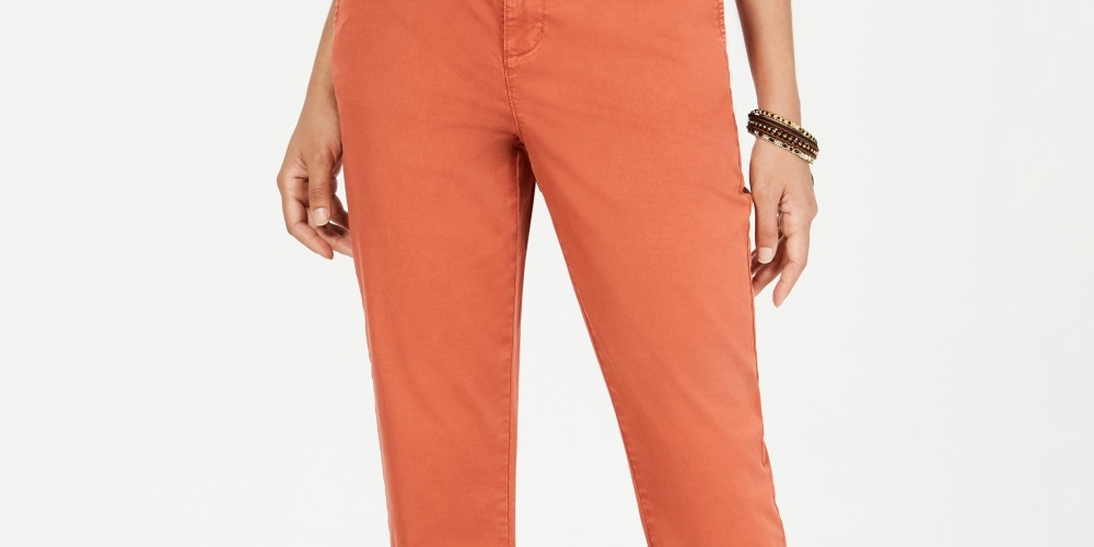 Calça Chino Feminina Style &amp; Co Laranja Tamanho 18