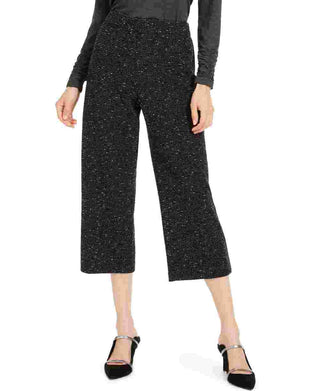 Calças culotte Alfani Femininas de Jacquard com Pernas Largas e Puxa-Chuva Pretas Tamanho X-G