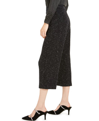 Calças culotte Alfani Femininas de Jacquard com Pernas Largas e Puxa-Chuva Pretas Tamanho X-G