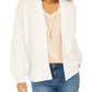 Cardigan feminino de malha grossa com frente aberta, tamanho X-S