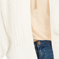 Cardigan feminino de malha grossa com frente aberta, tamanho X-S