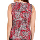 Blusa feminina Kasper sem mangas com decote plissado, vermelha/preta, tamanho PS