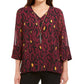 JM Collection Blusa com estampa de colar feminino, vinho, tamanho XX-G