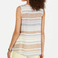 Blusa feminina branca estampada sem mangas com botões, tamanho X-S