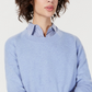 Suéter feminino de cashmere oversized com gola redonda, azul, tamanho M, da Charter Club
