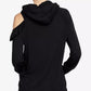 Moletom com capuz feminino Rachel Roy com ombro vazado, preto, tamanho médio