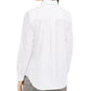 Camisa feminina Charter Club Petite com botões frontais e pérolas sintéticas, branca, PL