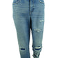 Calça jeans feminina reta e rasgada, estilo &amp; co, azul, tamanho 10