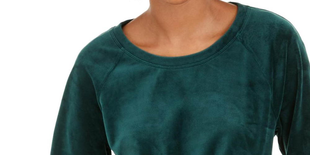 Ideology Camiseta Feminina Plissada de Veludo Verde Tamanho XX-G