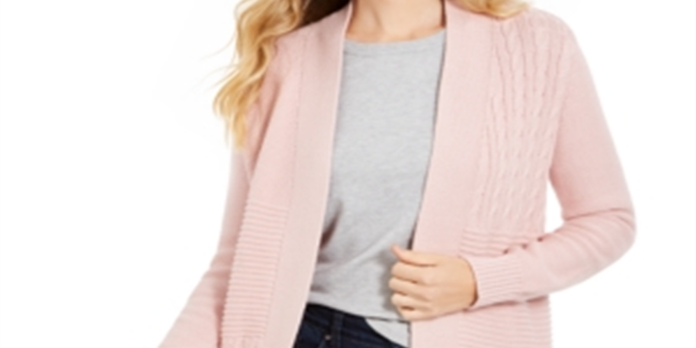 Cardigan feminino patchwork Charter Club rosa tamanho médio