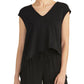 Rachel Roy Bina Cropped Top com Decote em V Feminino Preto Tamanho XX-G