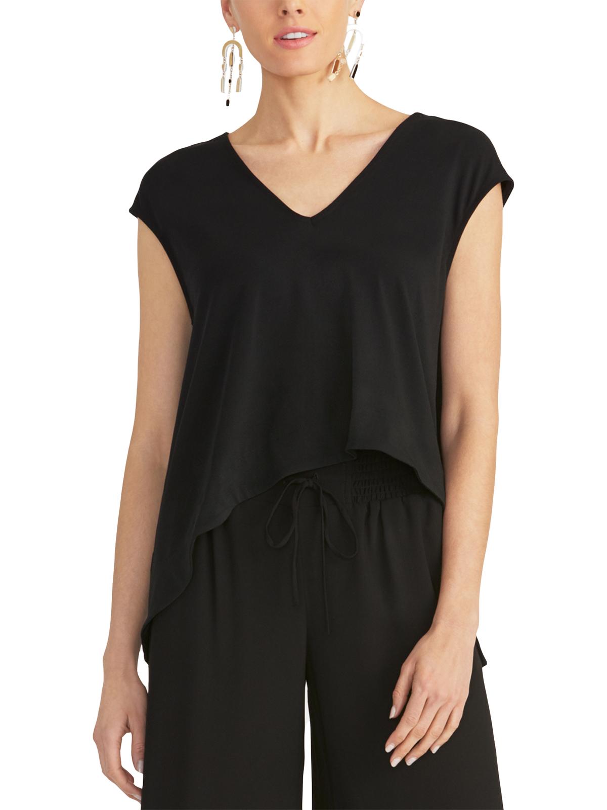 Rachel Roy Bina Cropped Top com Decote em V Feminino Preto Tamanho XX-G