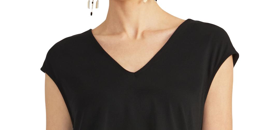 Rachel Roy Bina Cropped Top com Decote em V Feminino Preto Tamanho XX-G