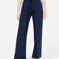 Calça feminina Bar III com amarração frontal e perna larga, azul escuro, tamanho XX-G