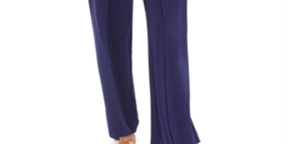 Calça feminina Bar III com amarração frontal e perna larga, azul escuro, tamanho XX-G