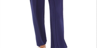 Calça feminina Bar III com amarração frontal e perna larga, azul escuro, tamanho XX-G