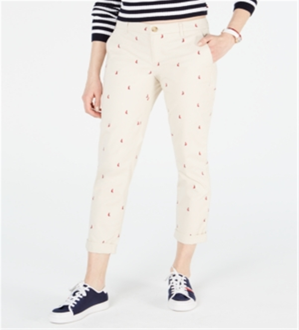 Calça Chino Tommy Hilfiger Sailboat Hampton Feminina, Branca, Tamanho 2