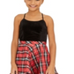 Vestido bolero e xadrez com 2 peças de cílios e corações de lantejoulas para meninas grandes, tamanho 10, vermelho