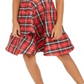 Vestido bolero e xadrez com 2 peças de cílios e corações de lantejoulas para meninas grandes, tamanho 10, vermelho