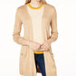 Cardigan feminino aberto de manga comprida Maison Jules, marrom, tamanho XS