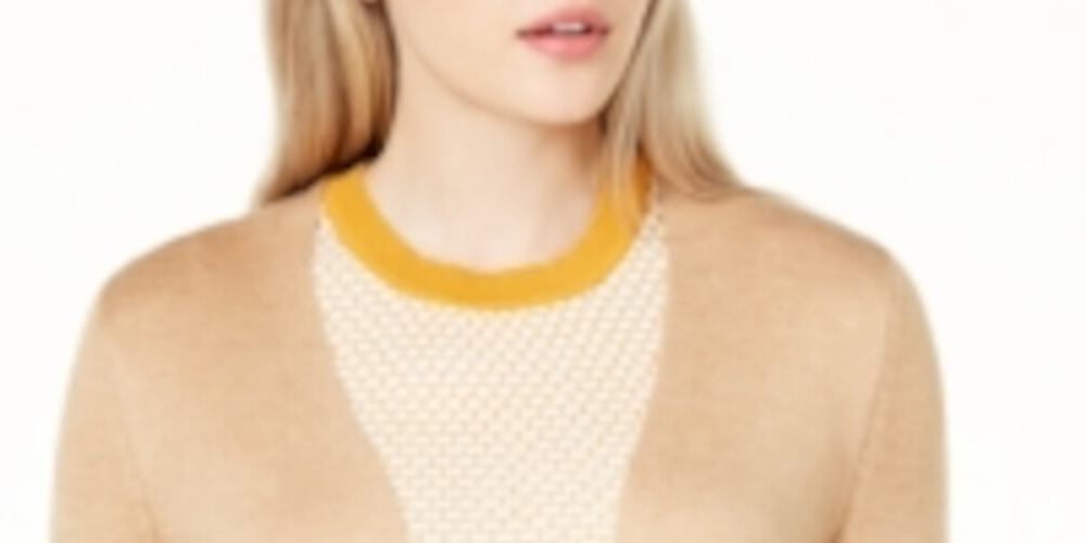 Cardigan feminino aberto de manga comprida Maison Jules, marrom, tamanho XS