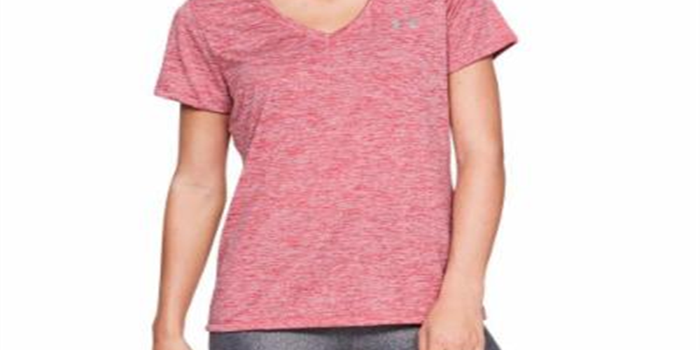 Camiseta fitness feminina Under Armour, rosa, tamanho grande