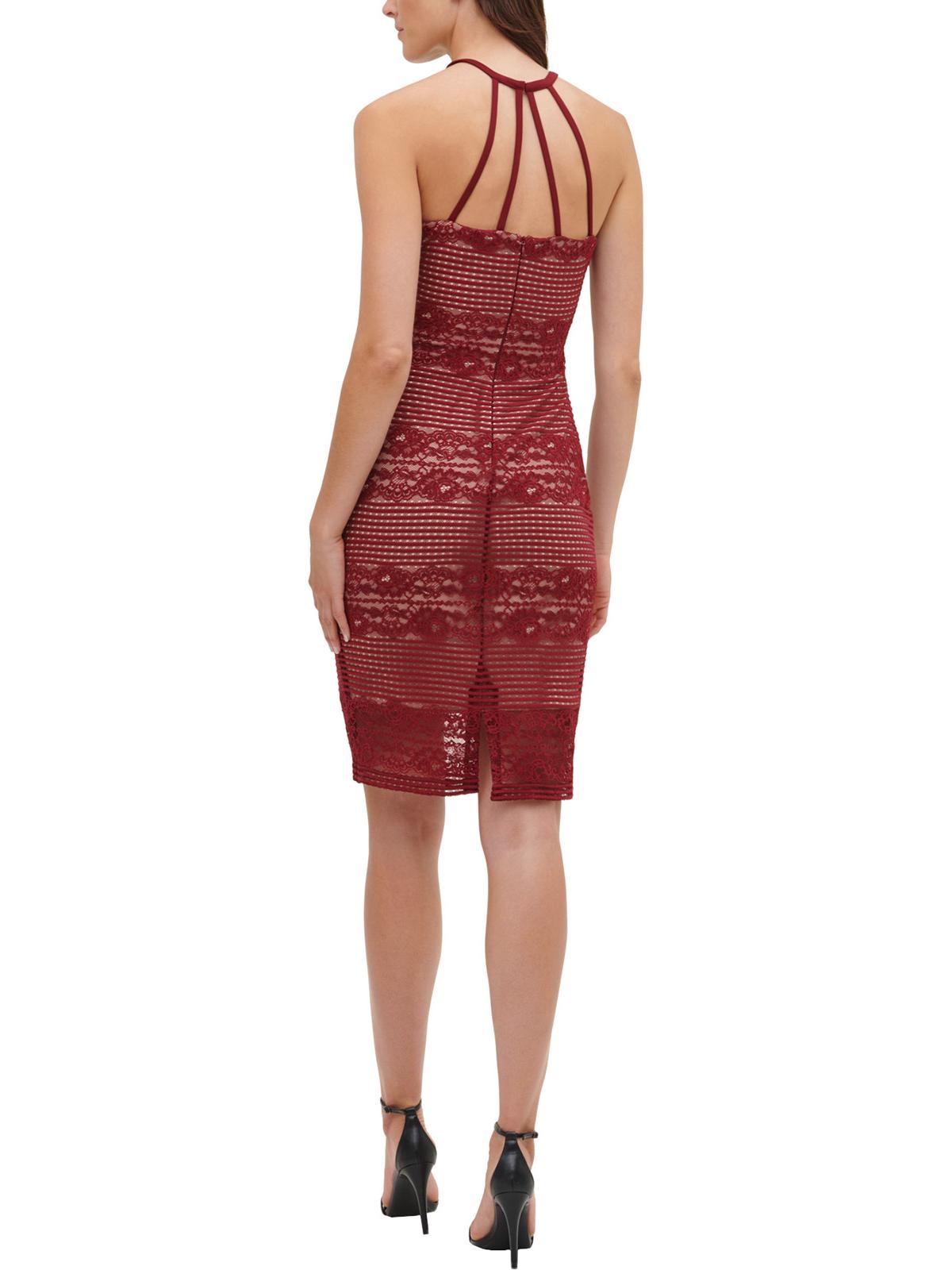 Vestido de coquetel floral Guss Illusion feminino vermelho tamanho 4