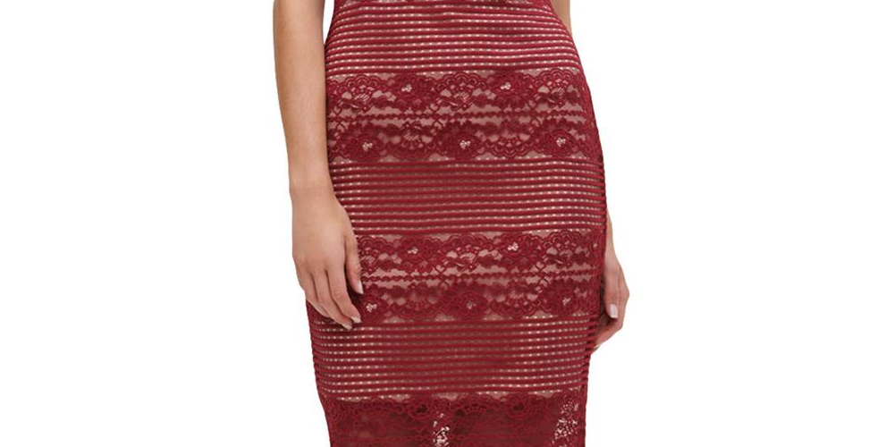 Vestido de coquetel floral Guss Illusion feminino vermelho tamanho 4