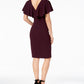 Vestido de festa Calvin Klein feminino, manga curta, decote em joia, acima do joelho, roxo, tamanho 4