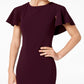 Vestido de festa Calvin Klein feminino, manga curta, decote em joia, acima do joelho, roxo, tamanho 4