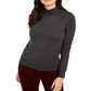Suéter feminino de lã merino com gola alta, cinza, tamanho P, Charter Club