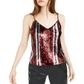 Blusa feminina sem mangas listrada com lantejoulas Bar III, preta, tamanho X-G