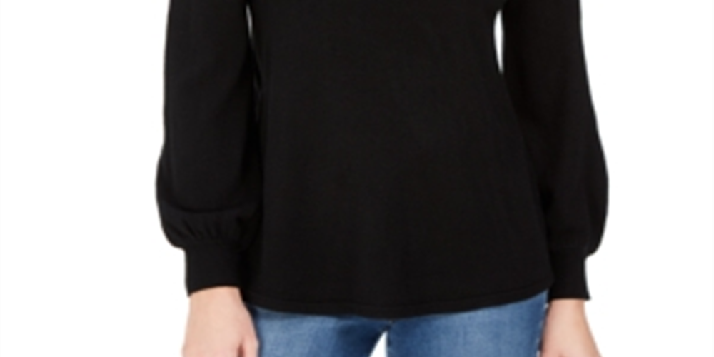 Suéter feminino estilo &amp; co com decote falso e abertura em formato de fechadura, preto, tamanho extrapequeno