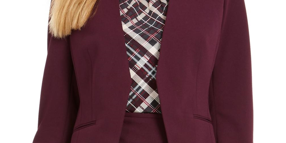 Jaqueta Calvin Klein Feminina Sem Gola Aberta Frente Roxa Tamanho 6