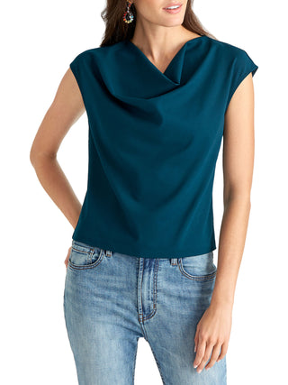 Rachel Roy Women's Slub Cowl Neck Pullover Top Blue Size Large