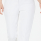 Calça feminina Alfani Cropped com detalhe de renda, branca, tamanho 8 Petite