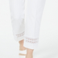 Calça feminina Alfani Cropped com detalhe de renda, branca, tamanho 8 Petite