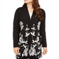 Cardigan feminino Alfani Arched Garden, preto, tamanho pequeno, médio