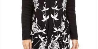 Cardigan feminino Alfani Arched Garden, preto, tamanho pequeno, médio