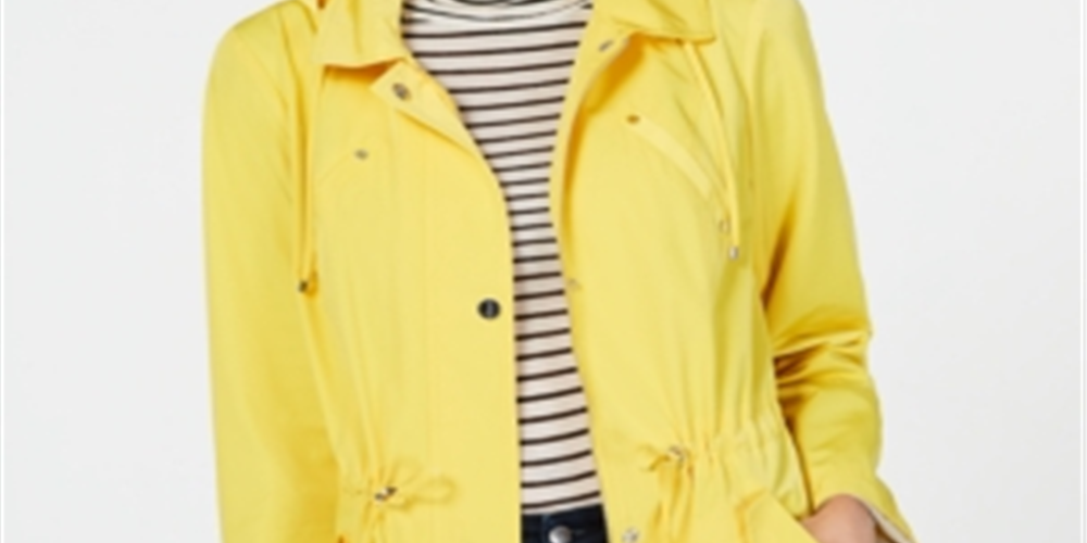 Jaqueta de chuva feminina Charter Club Anorak, amarela, tamanho pequeno e pequeno