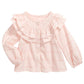 Blusa de algodão com babados e acabamento em vidraça First Impressions para bebês meninas, rosa, tamanho 3-6 meses