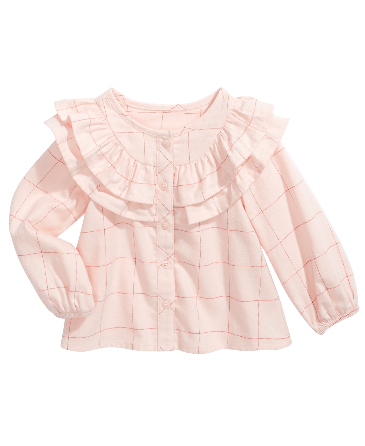 Blusa de algodão com babados e acabamento em vidraça First Impressions para bebês meninas, rosa, tamanho 3-6 meses
