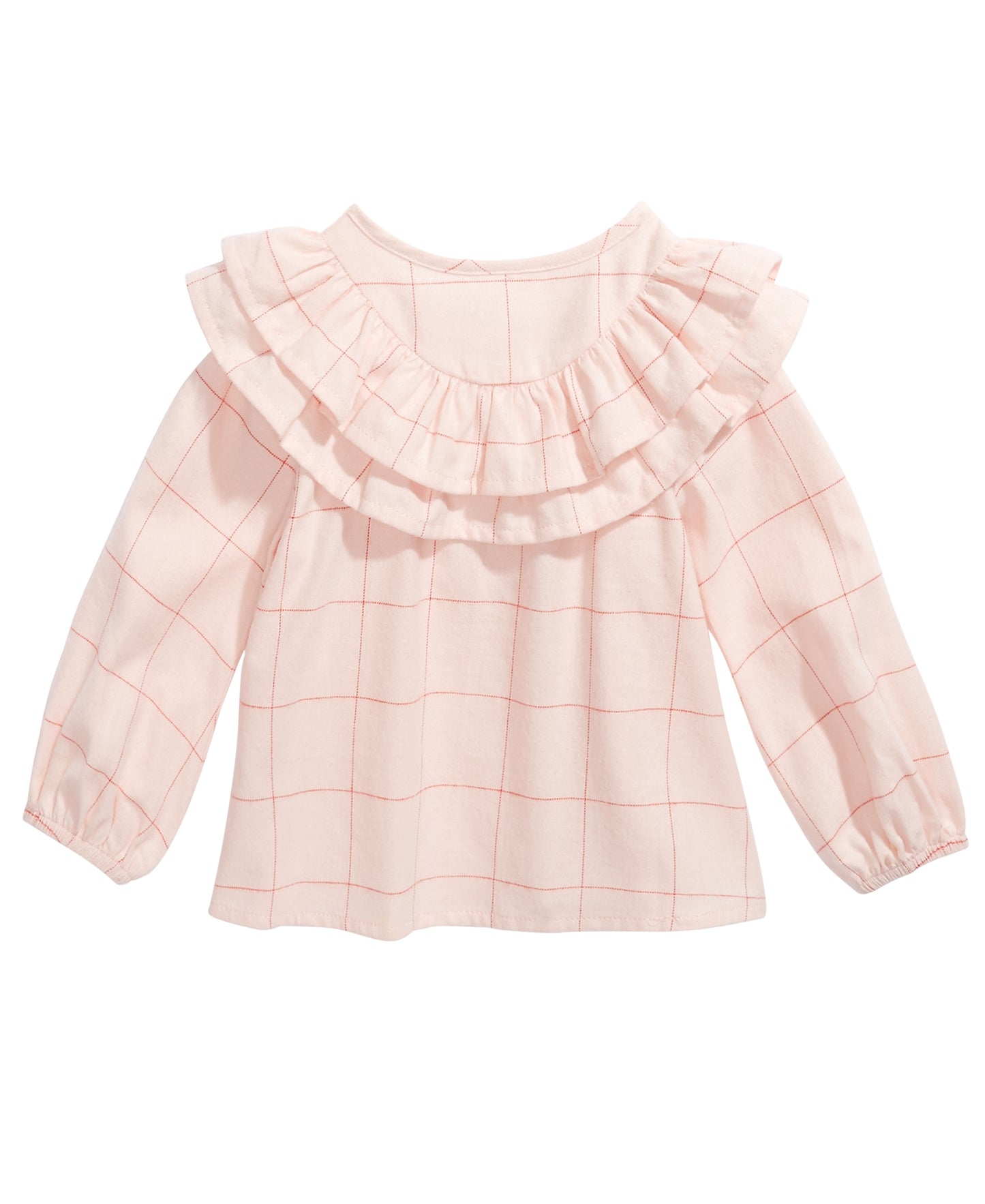 Blusa de algodão com babados e acabamento em vidraça First Impressions para bebês meninas, rosa, tamanho 3-6 meses