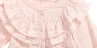 Blusa de algodão com babados e acabamento em vidraça First Impressions para bebês meninas, rosa, tamanho 3-6 meses